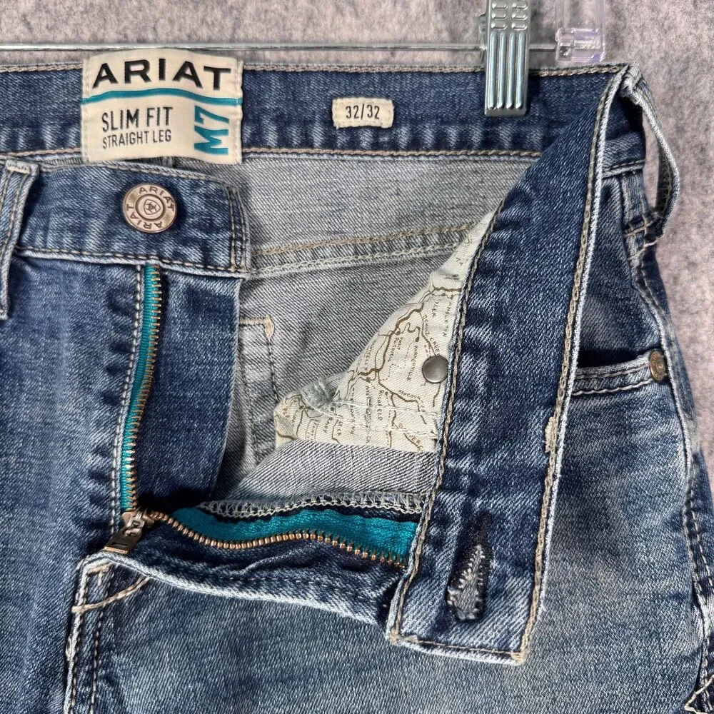 Ariat M7 Slim Fit Straight Leg Jeans Mens 32x32 Measured 30x30 Blue Western